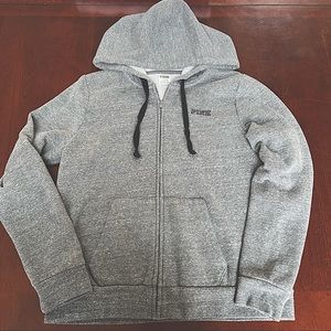 PINK by vs heather grey zip up hoodie
